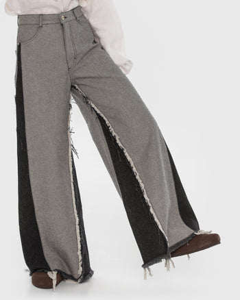Buy Reversed Jeans with Contrast Side Lines – Bottoms by Ksenia Schnaider | Ethical & Sustainable Fashion