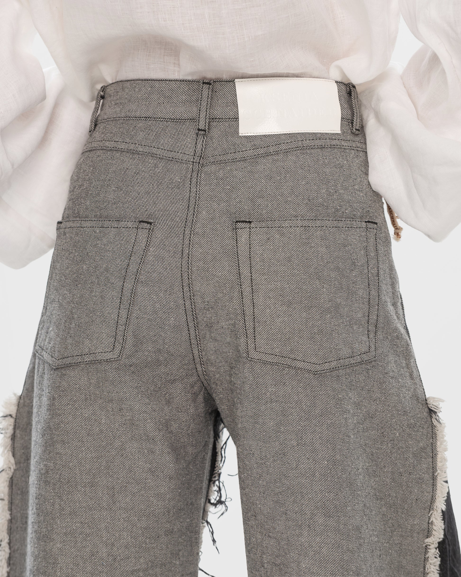 Buy Reversed Jeans with Contrast Side Lines – Bottoms by Ksenia Schnaider | Ethical & Sustainable Fashion