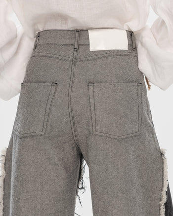 Buy Reversed Jeans with Contrast Side Lines – Bottoms by Ksenia Schnaider | Ethical & Sustainable Fashion
