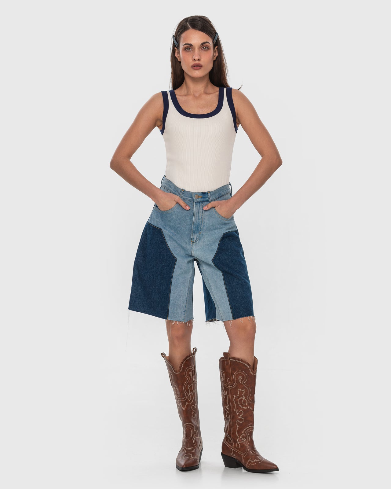 Buy Reworked Denim Shorts – Bottoms by Ksenia Schnaider | Ethical & Sustainable Fashion