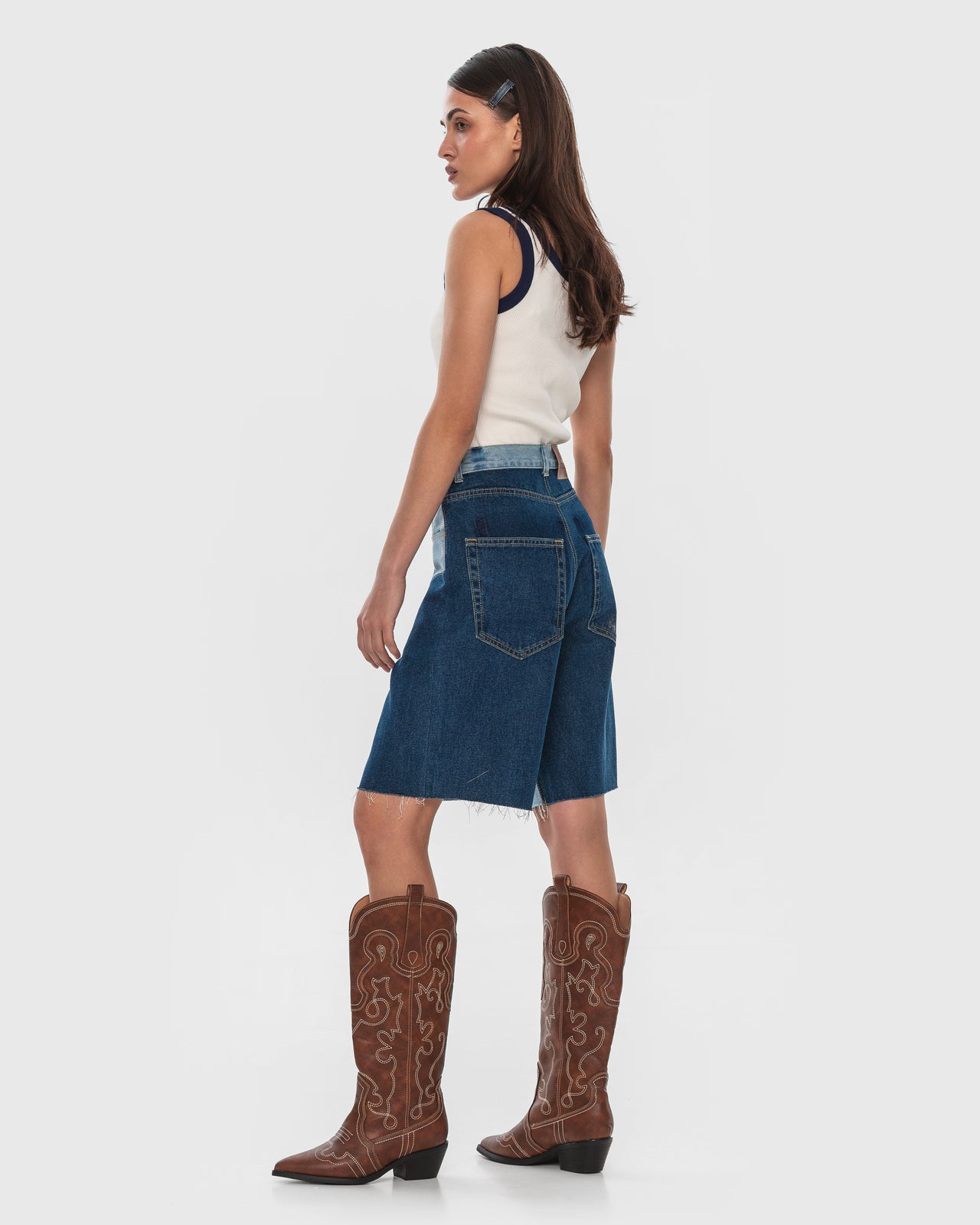 Buy Reworked Denim Shorts – Bottoms by Ksenia Schnaider | Ethical & Sustainable Fashion