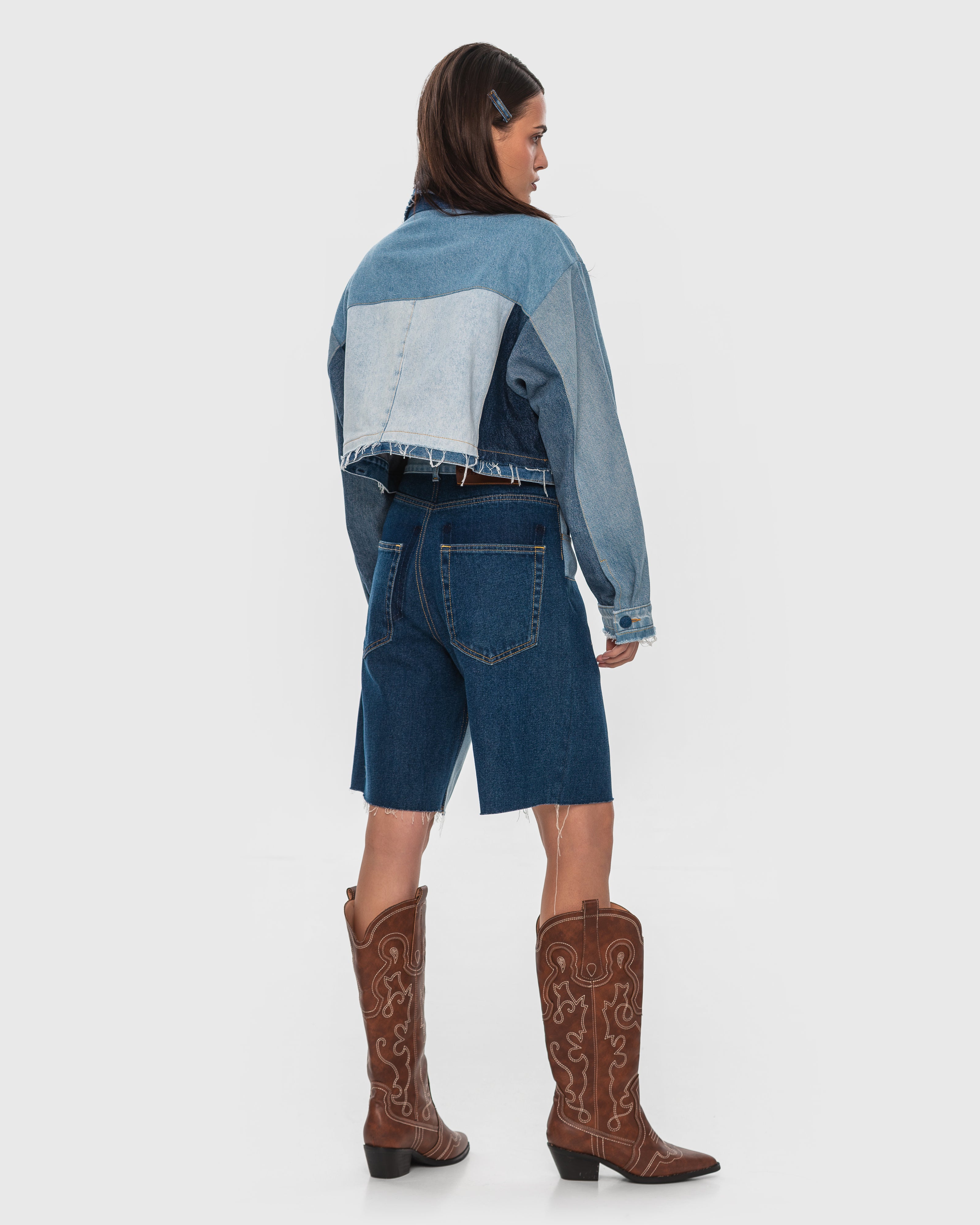 Patchwork Cropped Jacket - KSENIASCHNAIDER