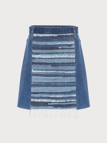 Reworked Mini Skirt with Denim Rug Detail