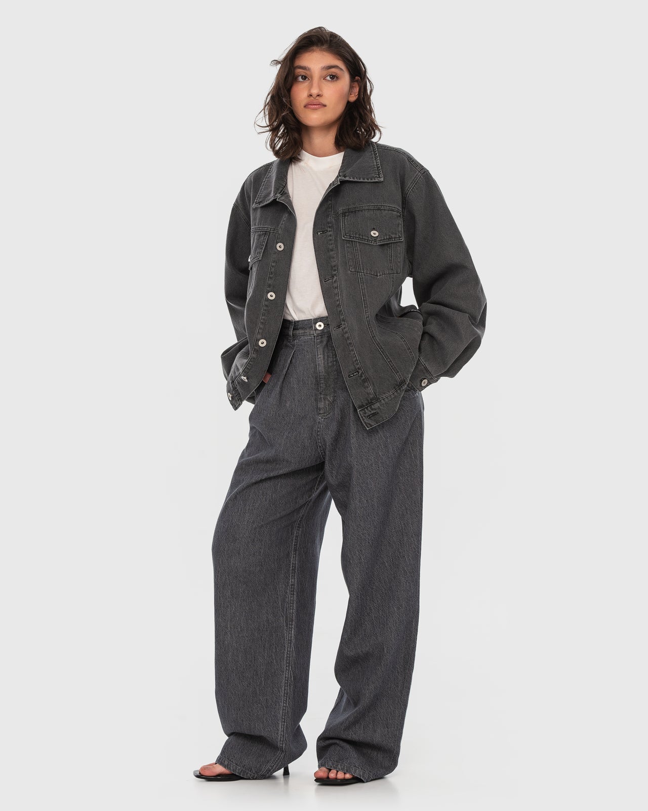 Buy Denim Grey Jacket – Tops by Ksenia Schnaider | Ethical & Sustainable Fashion