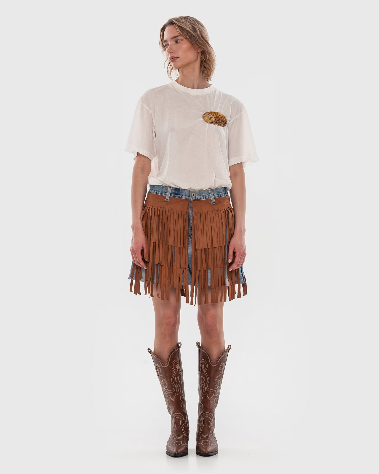 Brandless Tapestry-Patch Cotton T-shirt
