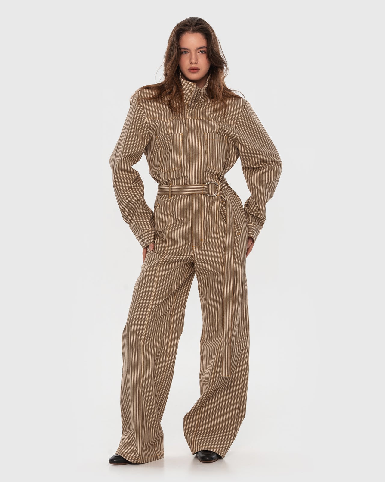 Buy Striped Denim Jumpsuit – Bottoms by Ksenia Schnaider | Ethical & Sustainable Fashion