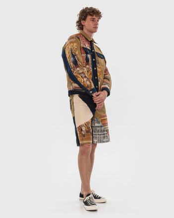 Buy Tapestry Patchwork Denim Shorts – Bottoms by Ksenia Schnaider | Ethical & Sustainable Fashion