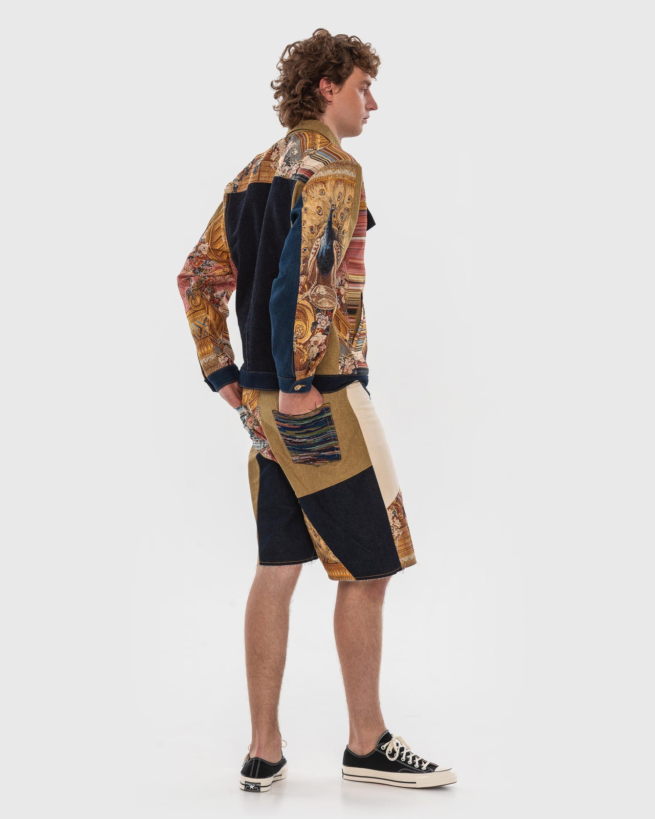 Buy Tapestry Patchwork Denim Shorts – Bottoms by Ksenia Schnaider | Ethical & Sustainable Fashion