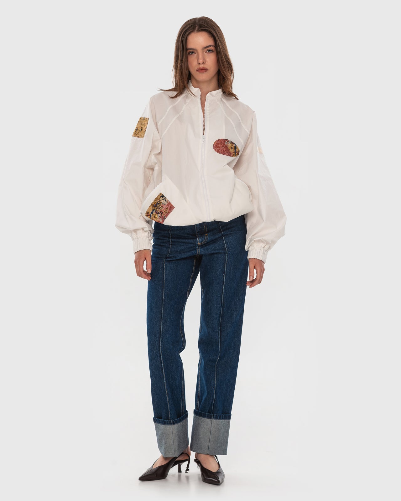Buy Brandless Tapestry-Patch Cotton Bomber – Outerwear by Ksenia Schnaider | Ethical & Sustainable Fashion