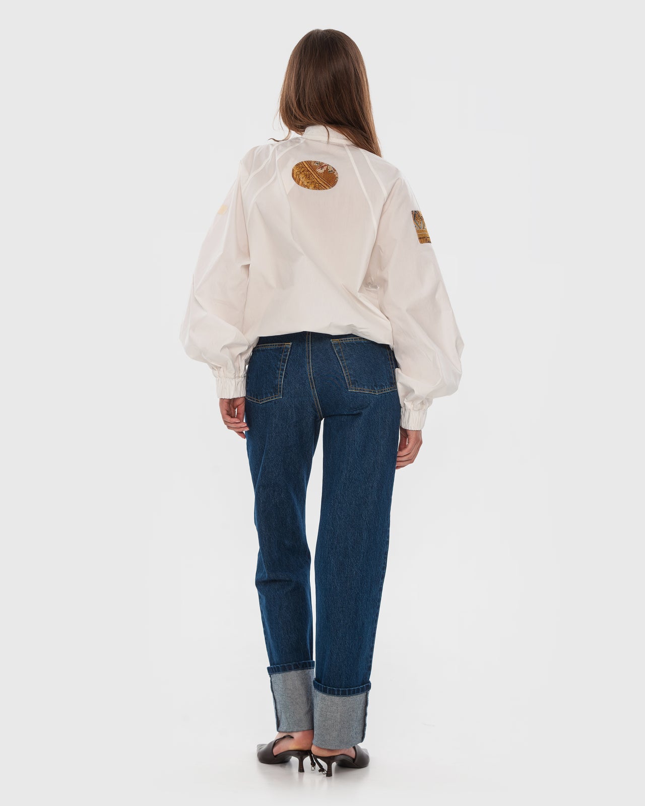 Buy Brandless Tapestry-Patch Cotton Bomber – Outerwear by Ksenia Schnaider | Ethical & Sustainable Fashion