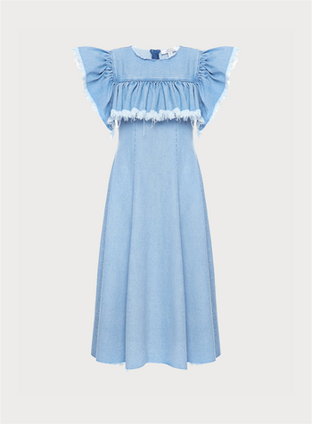 Buy Denim Maxi Dress with Ruffles – Dresses by Ksenia Schnaider | Ethical & Sustainable Fashion