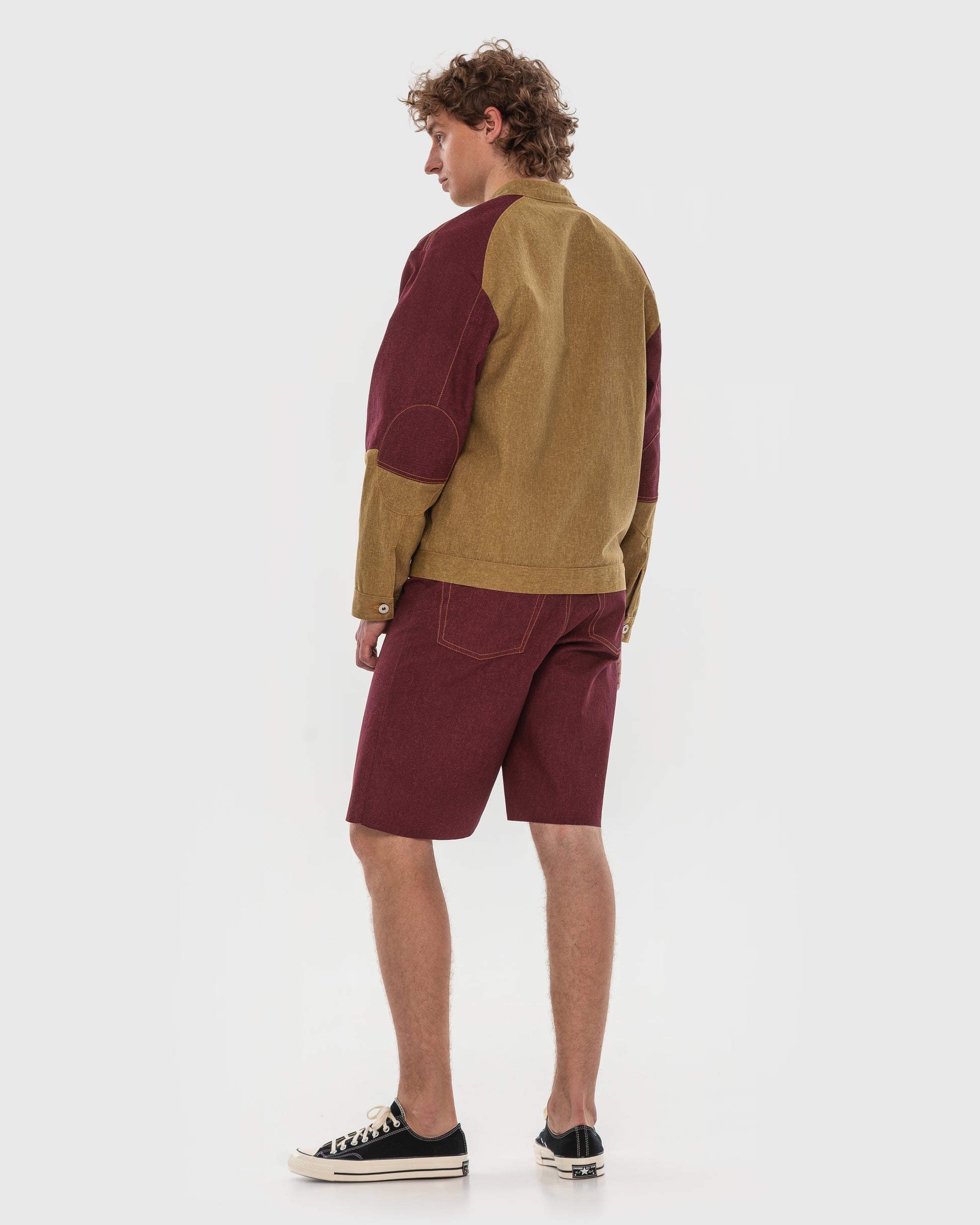 Buy Beetroot Midi Denim Shorts – Bottoms by Ksenia Schnaider | Ethical & Sustainable Fashion
