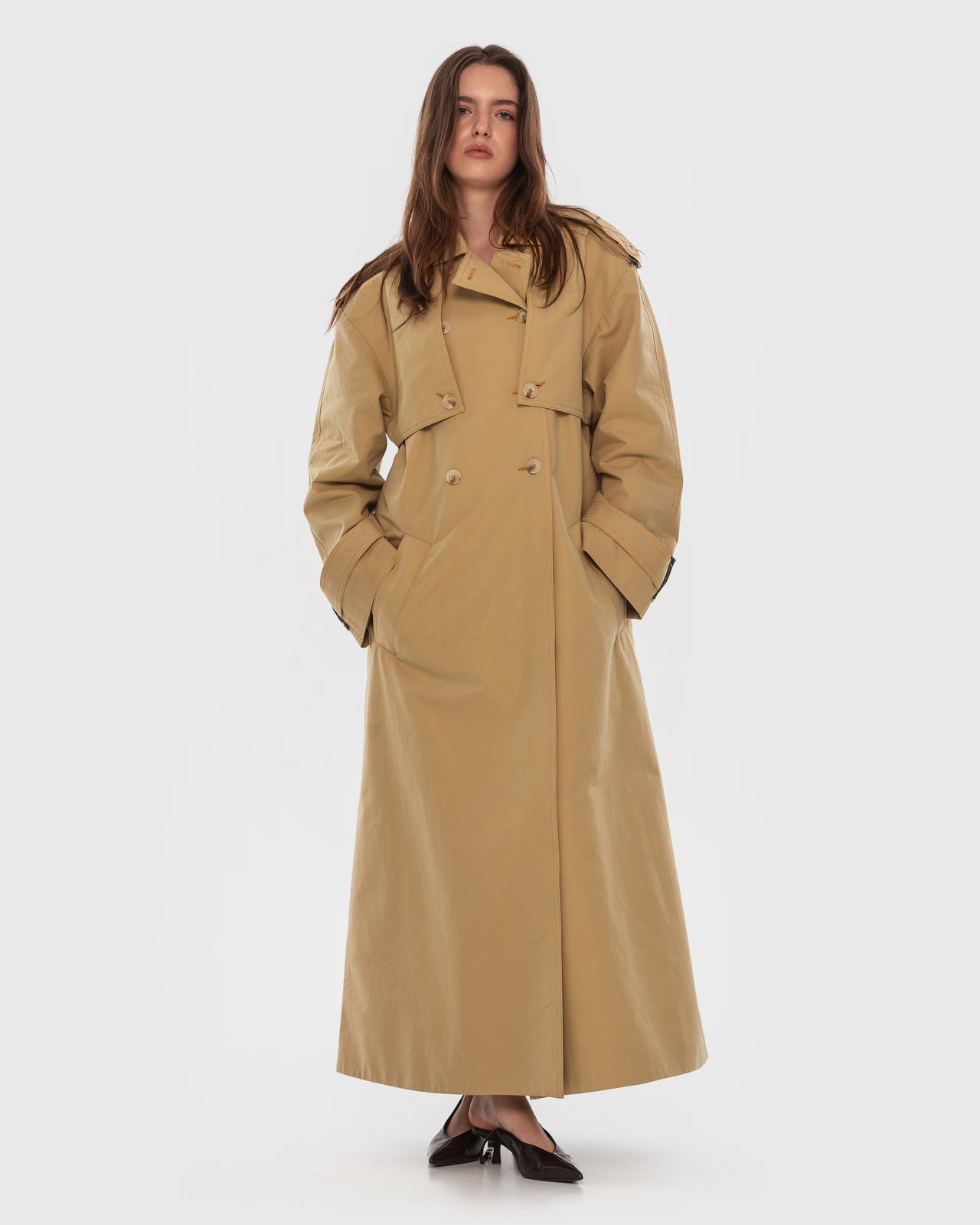 Buy Reworked Trench with Back Jeans Detail – Outerwear by Ksenia Schnaider | Ethical & Sustainable Fashion