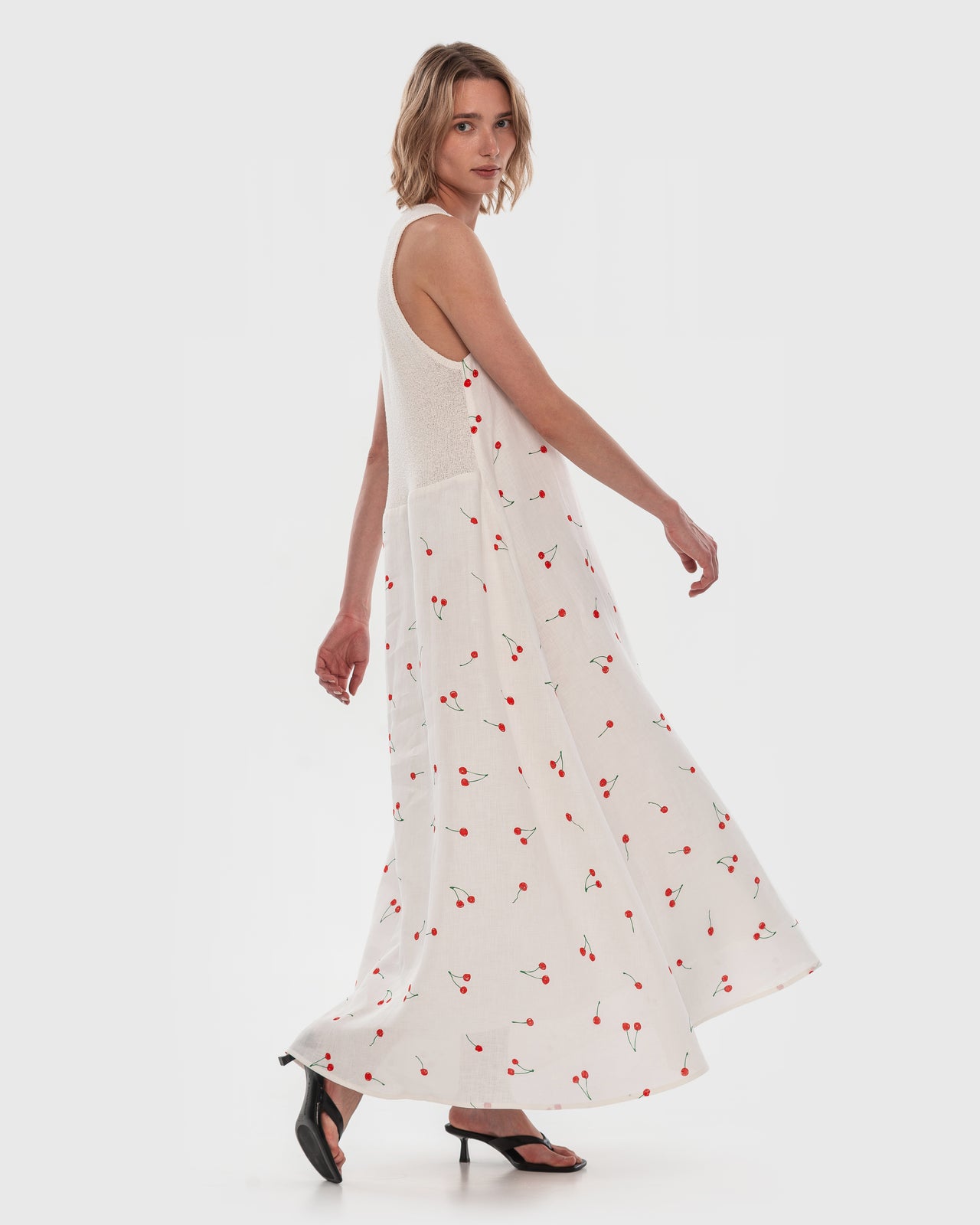 Buy Hemp Maxi Dress with Cherry Print – Dresses by Ksenia Schnaider | Ethical & Sustainable Fashion