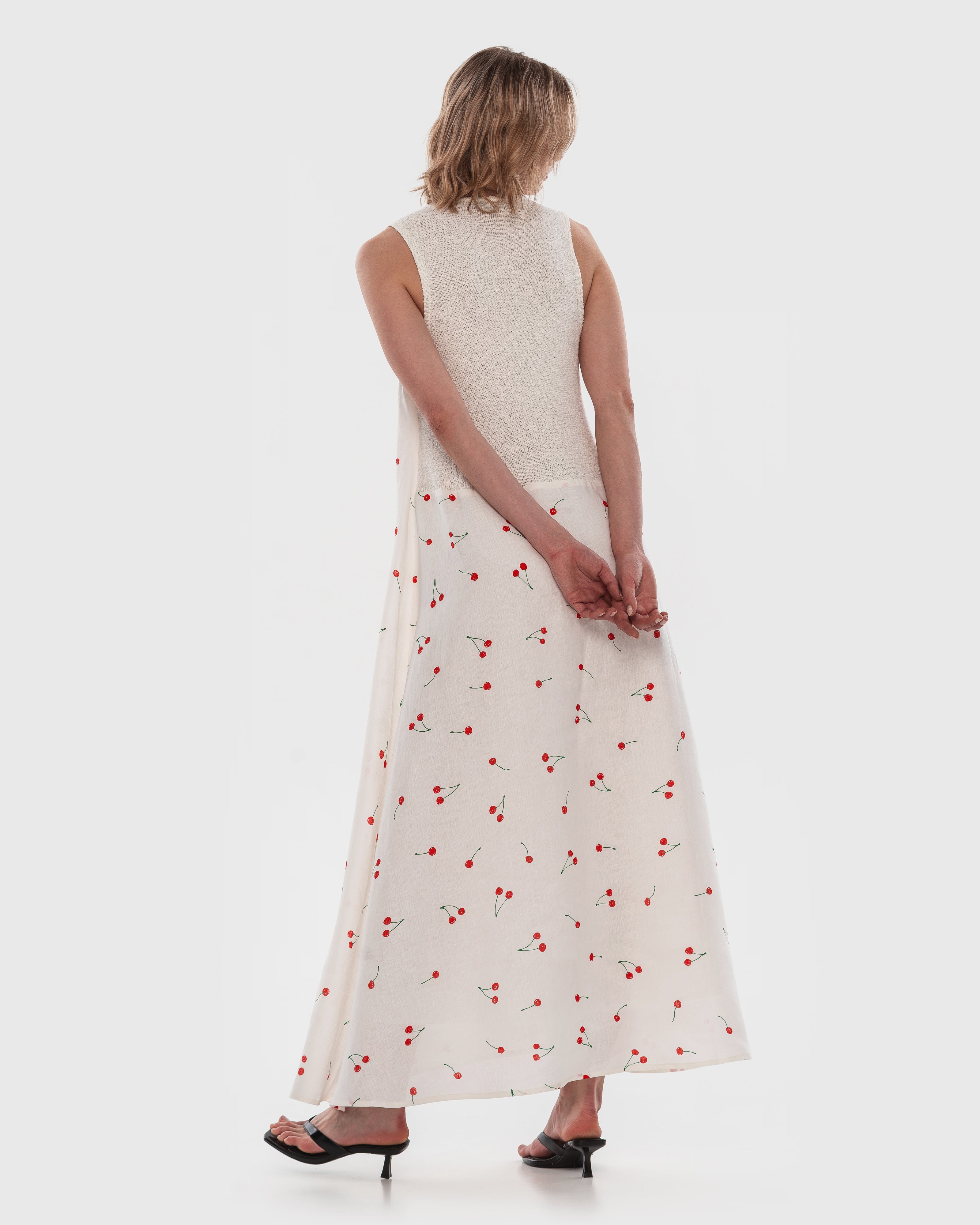 Hemp Maxi Dress with Cherry Print - KSENIASCHNAIDER