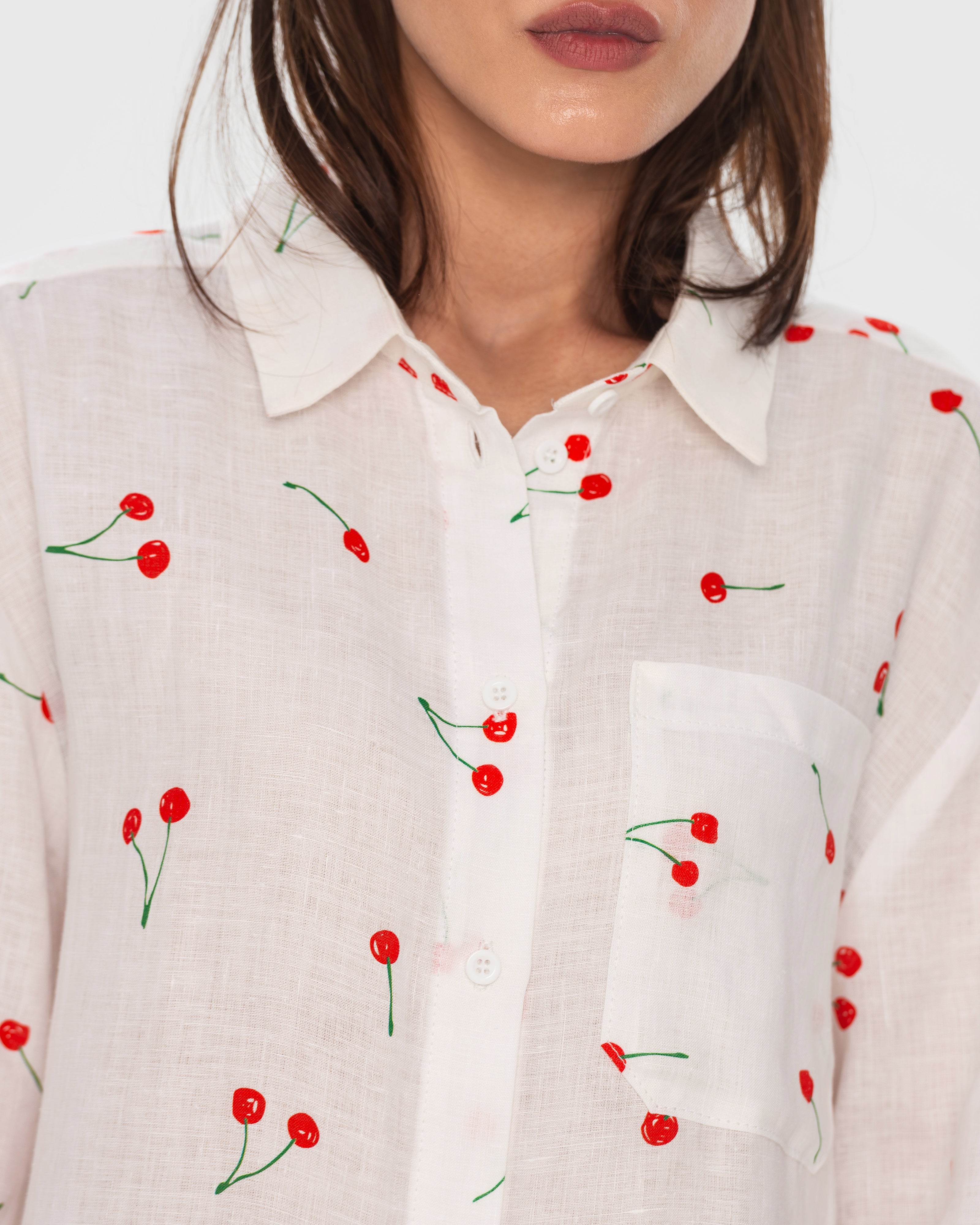 Hemp Shirt with Cherry Print - KSENIASCHNAIDER