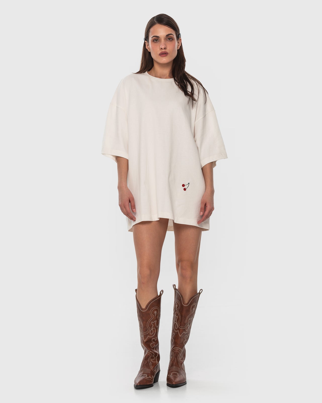 Buy T-Shirt with Embroidered Cherry – Tops by Ksenia Schnaider | Ethical & Sustainable Fashion