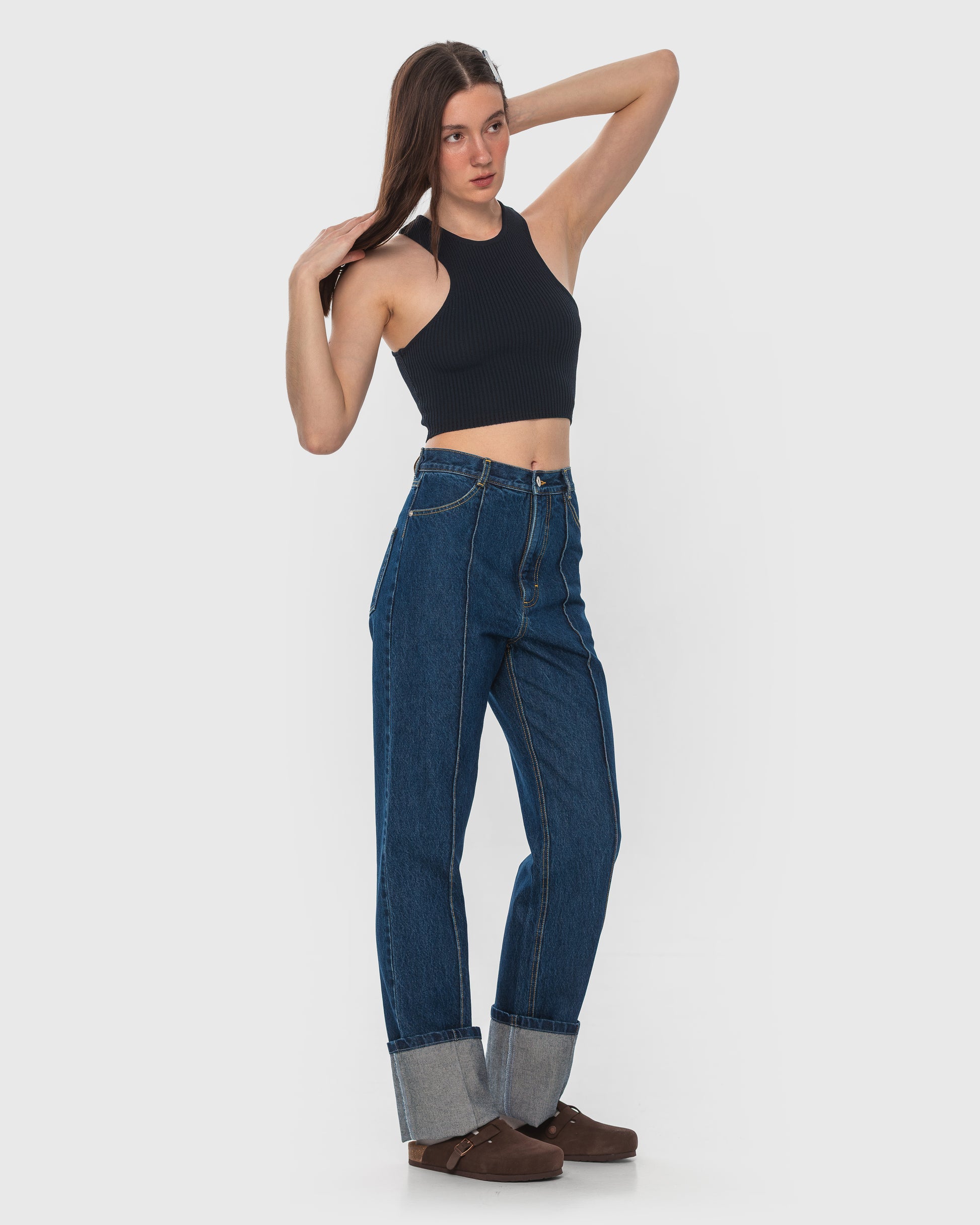 Buy Jeans with Front Creases – Bottoms by Ksenia Schnaider | Ethical & Sustainable Fashion