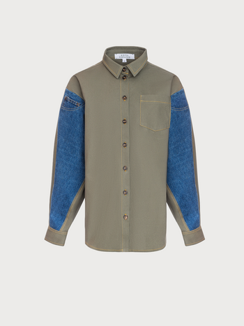 Shirt with Reworked Denim Details