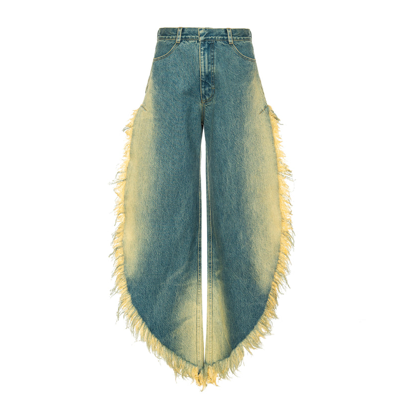 Wide Jeans with Side Splits with Rust Wash image