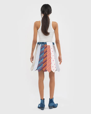 Buy Tie-Madness Skirt with Blue Denim Belt – Bottoms by Ksenia Schnaider | Ethical & Sustainable Fashion
