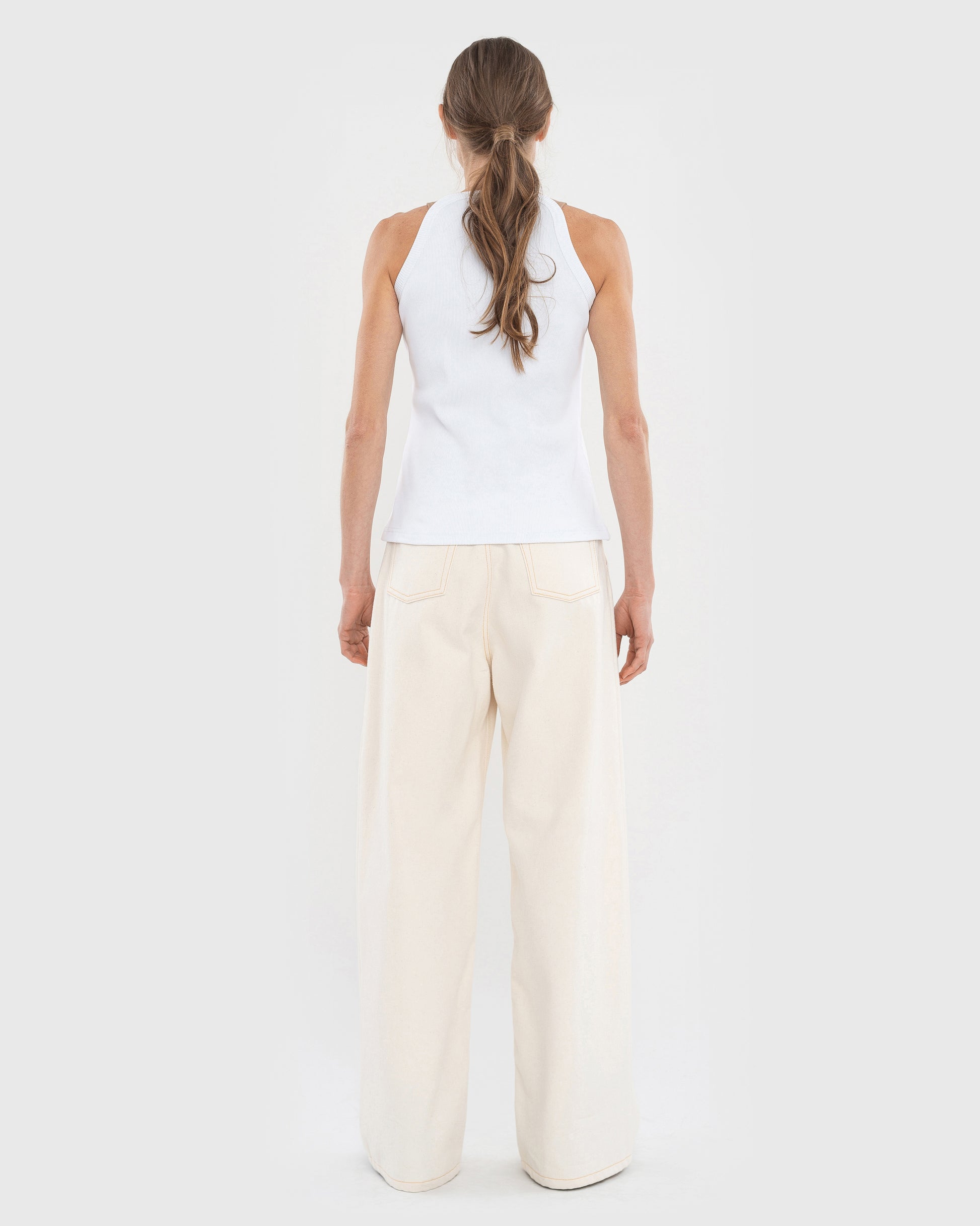 Buy White Wide Jeans – Bottoms by Ksenia Schnaider | Ethical & Sustainable Fashion