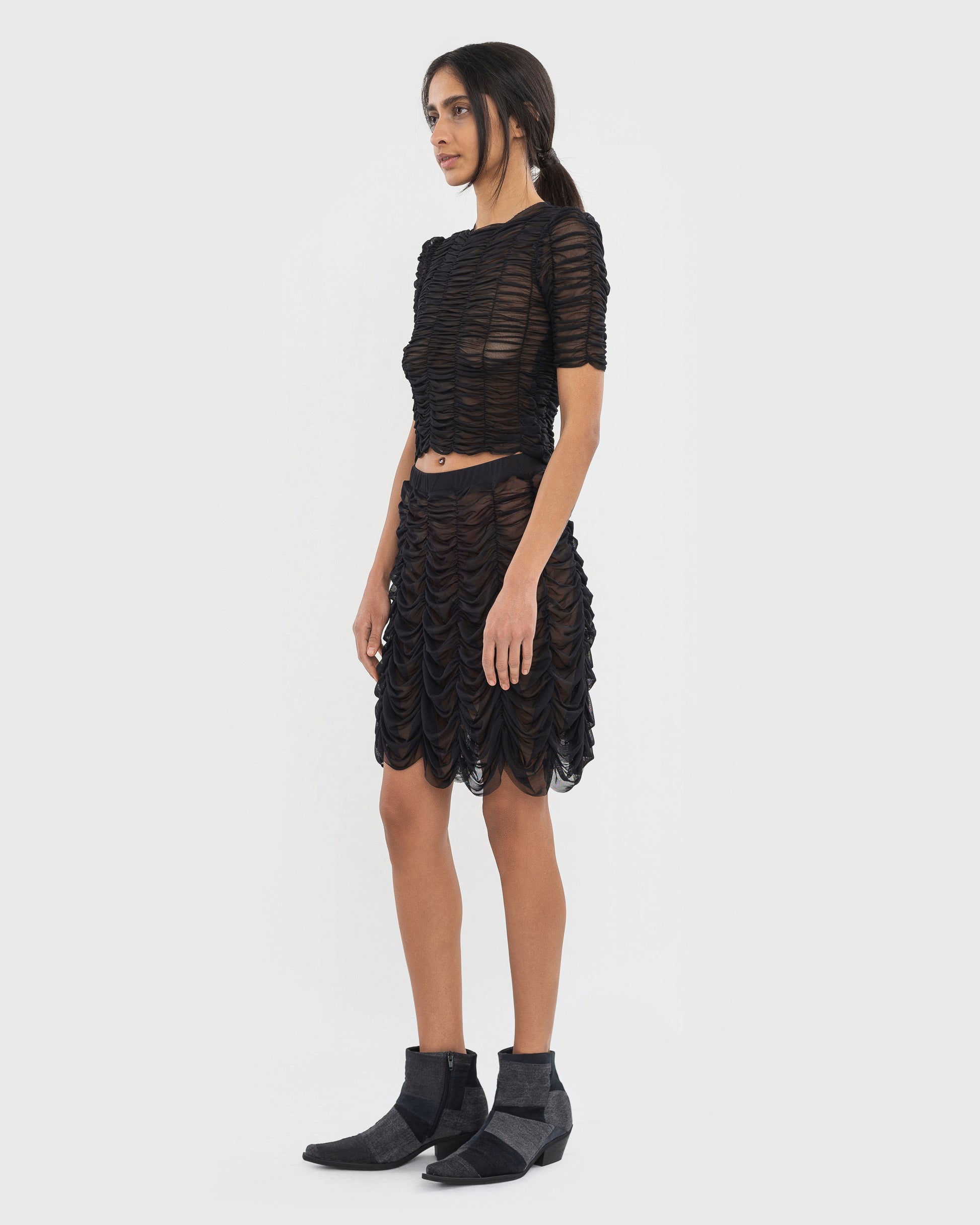 Buy Mesh Drape Skirt – Bottoms by Ksenia Schnaider | Ethical & Sustainable Fashion