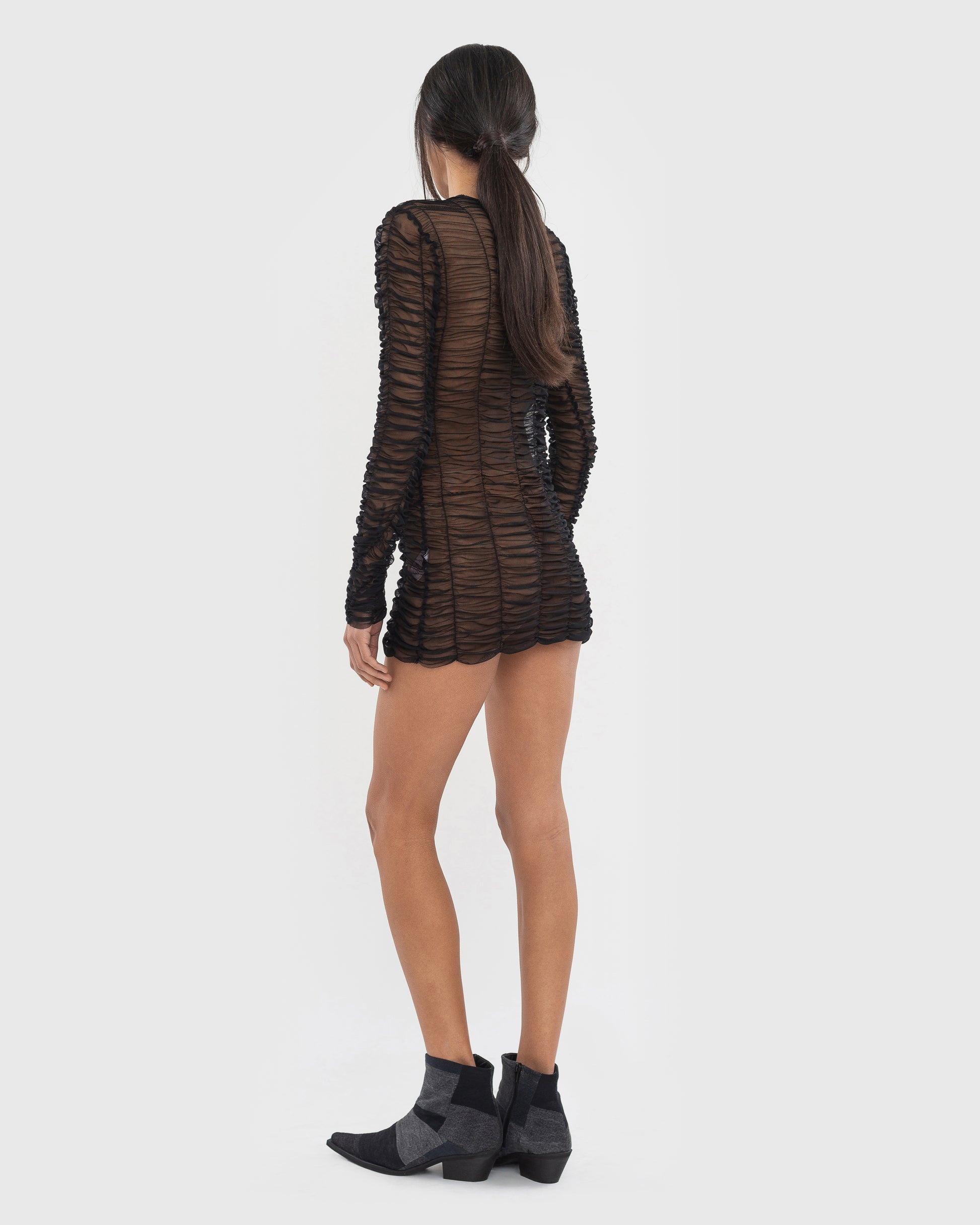 Buy Mesh Drape Longsleeve-Dress – Tops by Ksenia Schnaider | Ethical & Sustainable Fashion