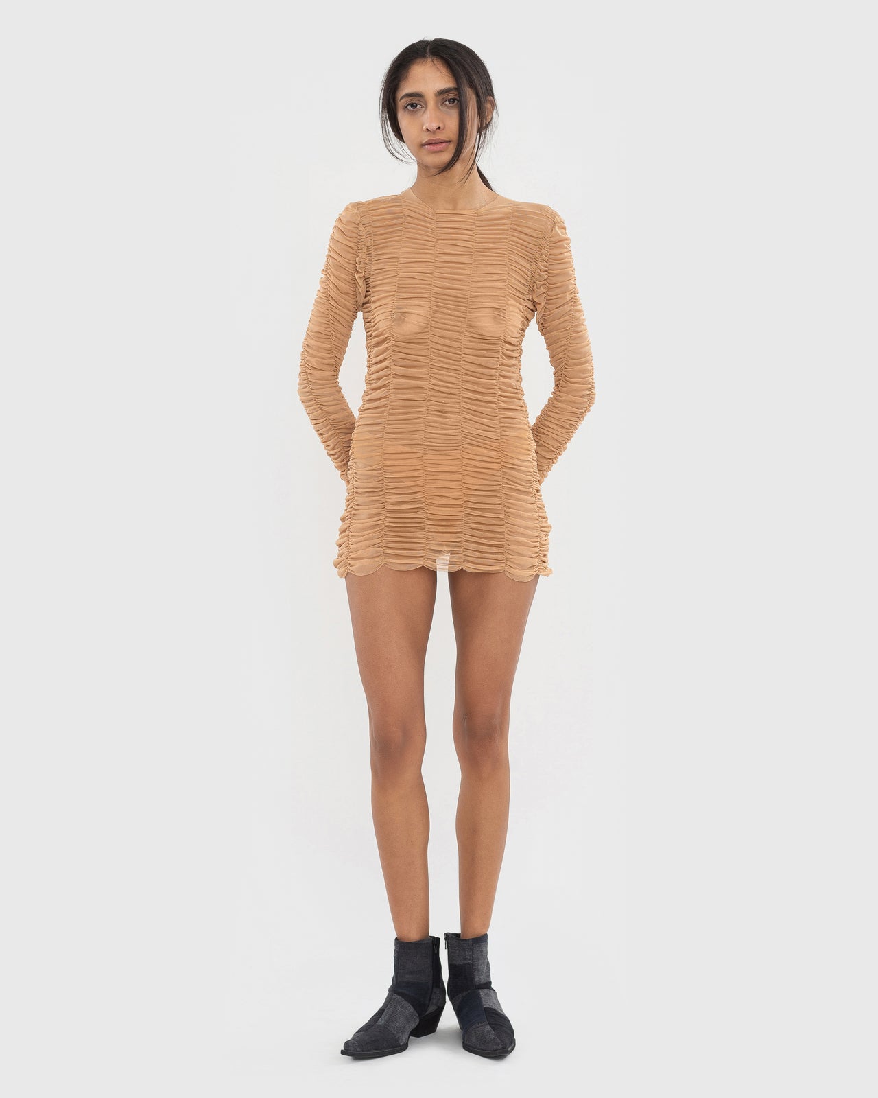 Buy Mesh Drape Longsleeve-Dress – Tops by Ksenia Schnaider | Ethical & Sustainable Fashion