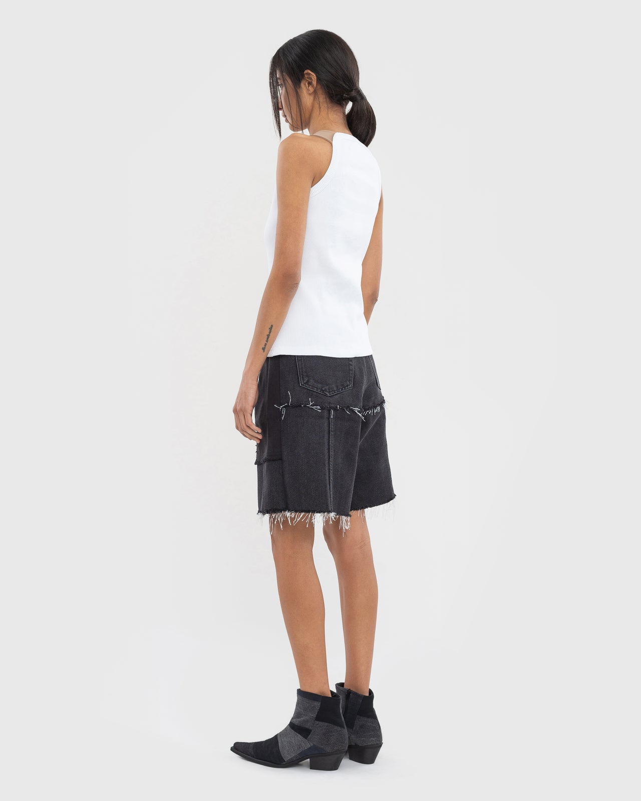 Buy Reworked Long Denim Shorts – Bottoms by Ksenia Schnaider | Ethical & Sustainable Fashion