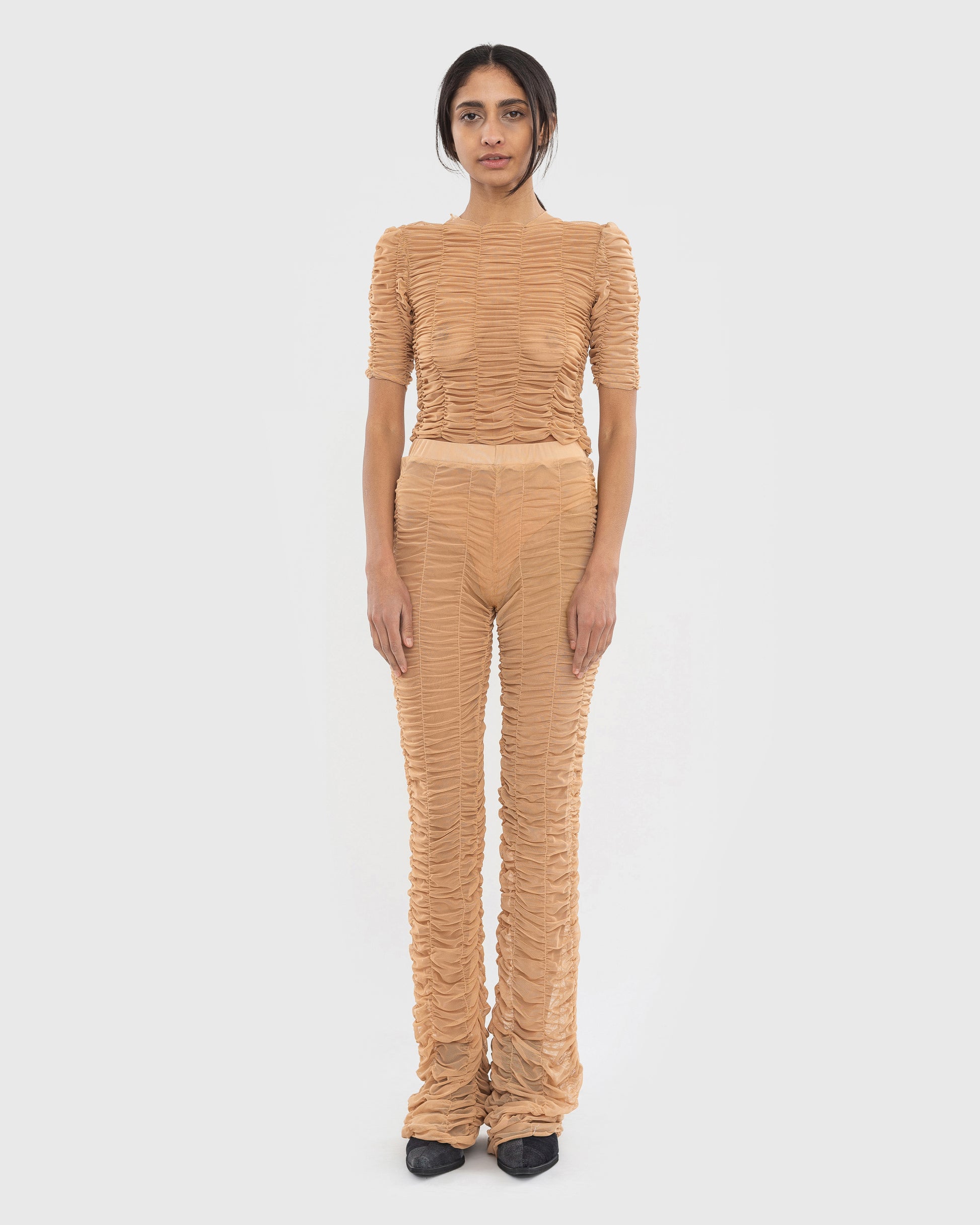 Buy Mesh Drape Pants – Bottoms by Ksenia Schnaider | Ethical & Sustainable Fashion