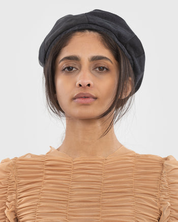 Buy Reworked Mixed Black Beret – Accessories by Ksenia Schnaider | Ethical & Sustainable Fashion