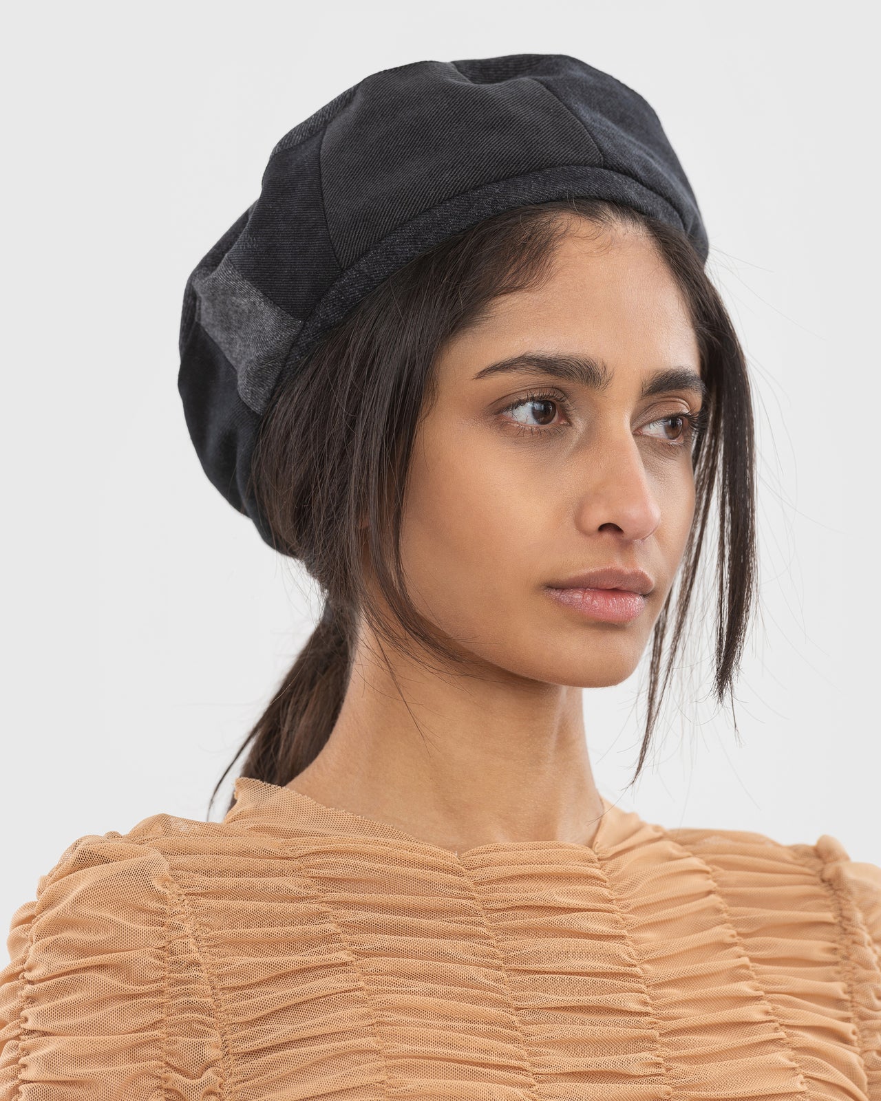 Buy Reworked Mixed Black Beret – Accessories by Ksenia Schnaider | Ethical & Sustainable Fashion