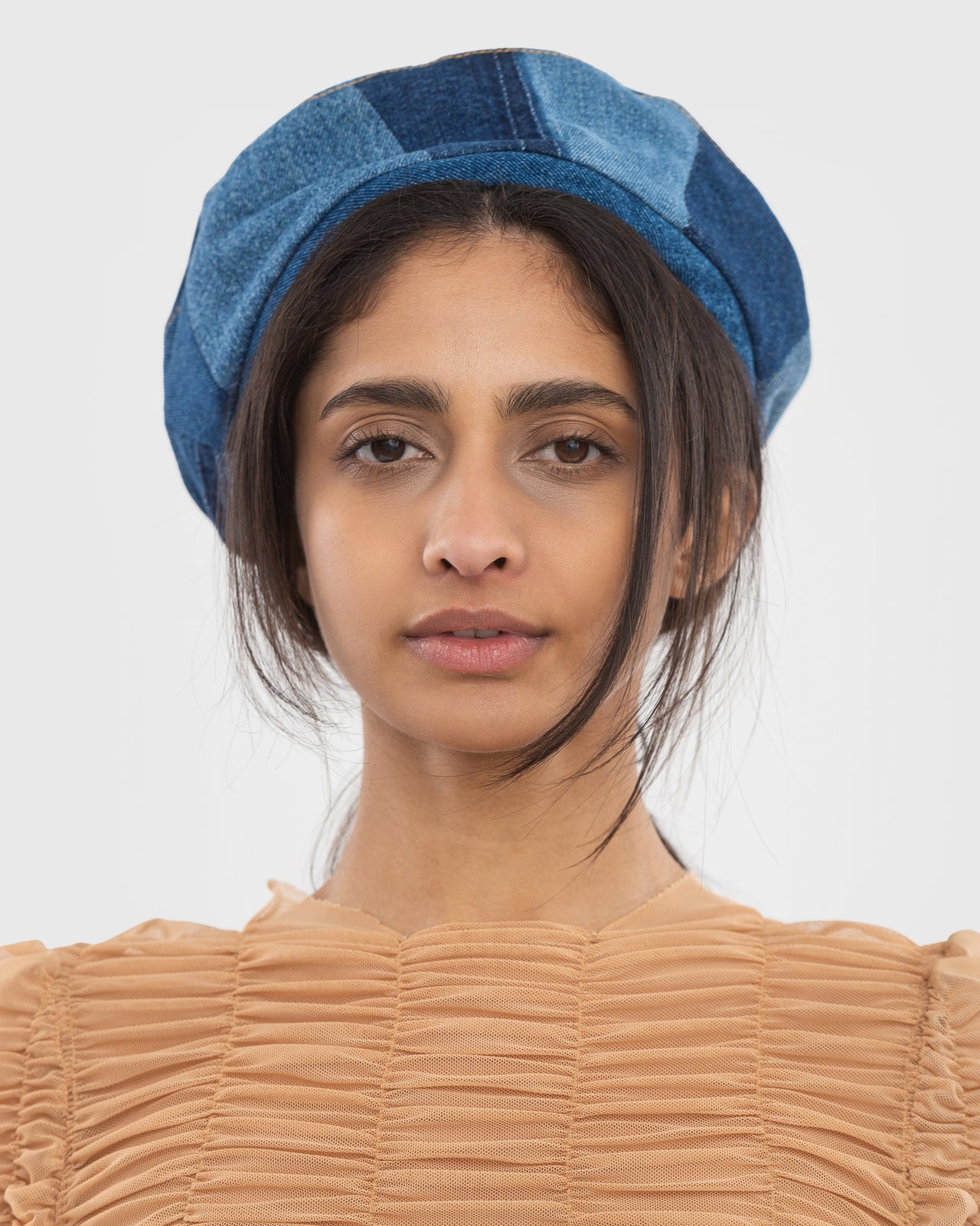 Buy Reworked Mixed Blue Beret – Accessories by Ksenia Schnaider | Ethical & Sustainable Fashion