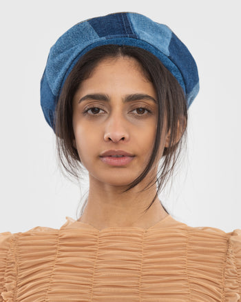 Buy Reworked Mixed Blue Beret – Accessories by Ksenia Schnaider | Ethical & Sustainable Fashion