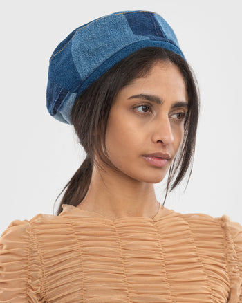 Buy Reworked Mixed Blue Beret – Accessories by Ksenia Schnaider | Ethical & Sustainable Fashion