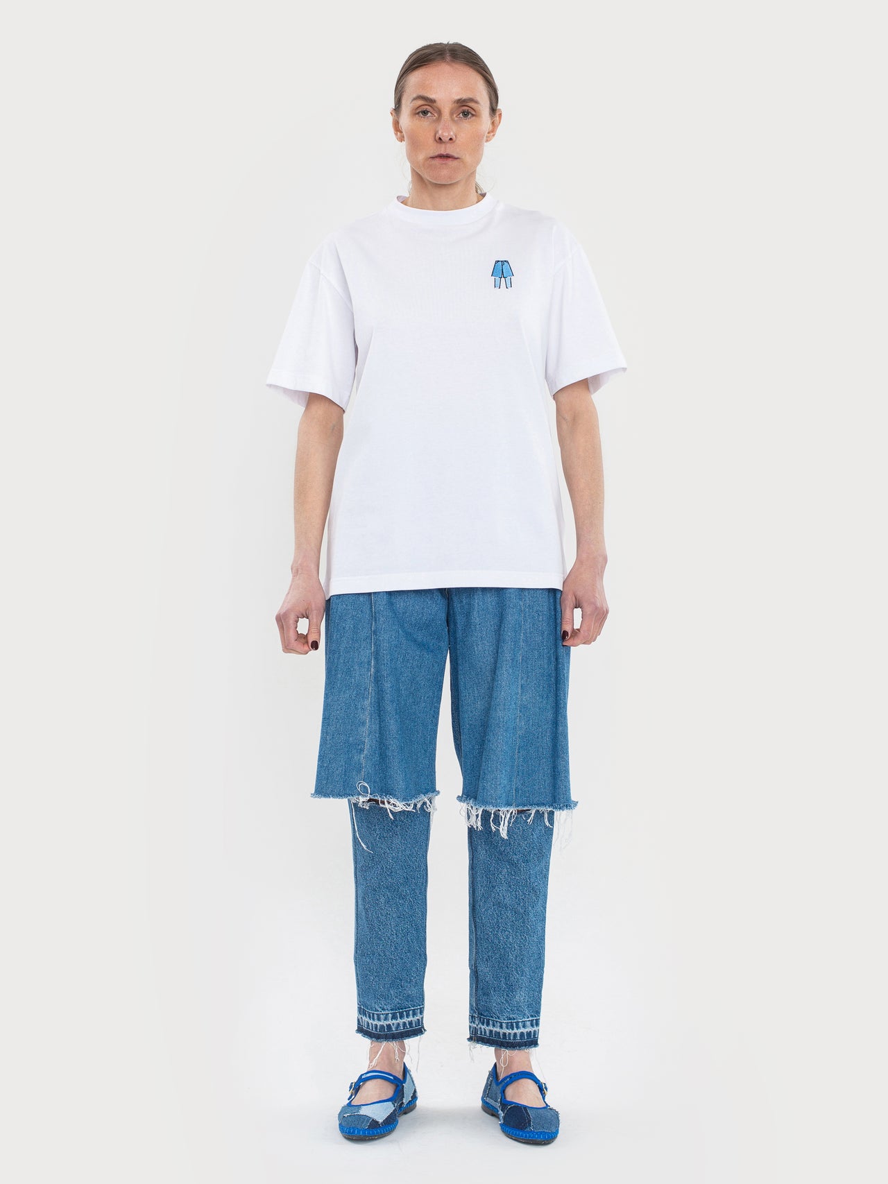 Demi-Denim Logo White T-shirt