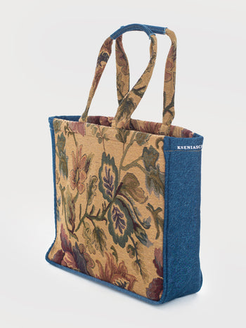 Denim Floral Tote Bag