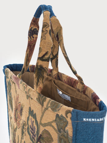 Denim Floral Tote Bag