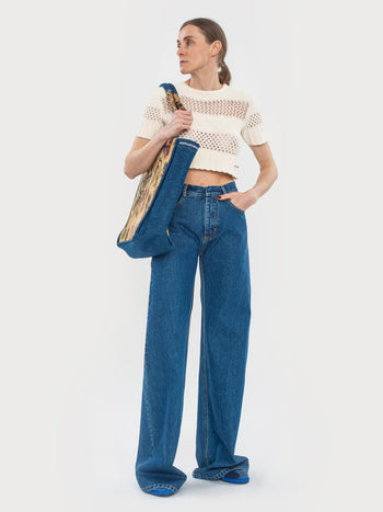 Denim Floral Tote Bag