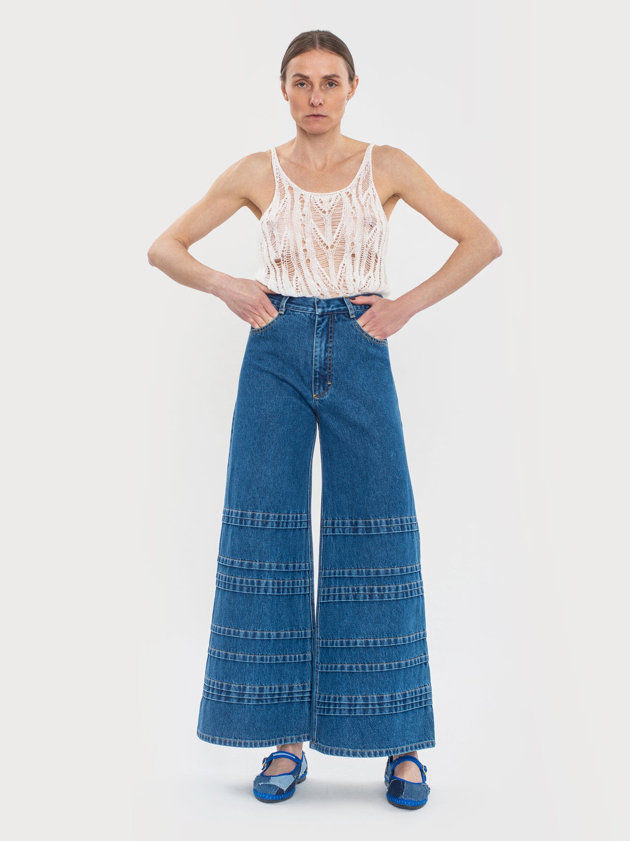 Buy Ladder Quilted Cone Jeans – Bottoms by Ksenia Schnaider | Ethical & Sustainable Fashion