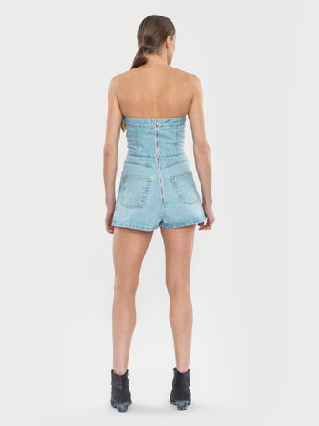 Denim Shortall with Skirt Detail