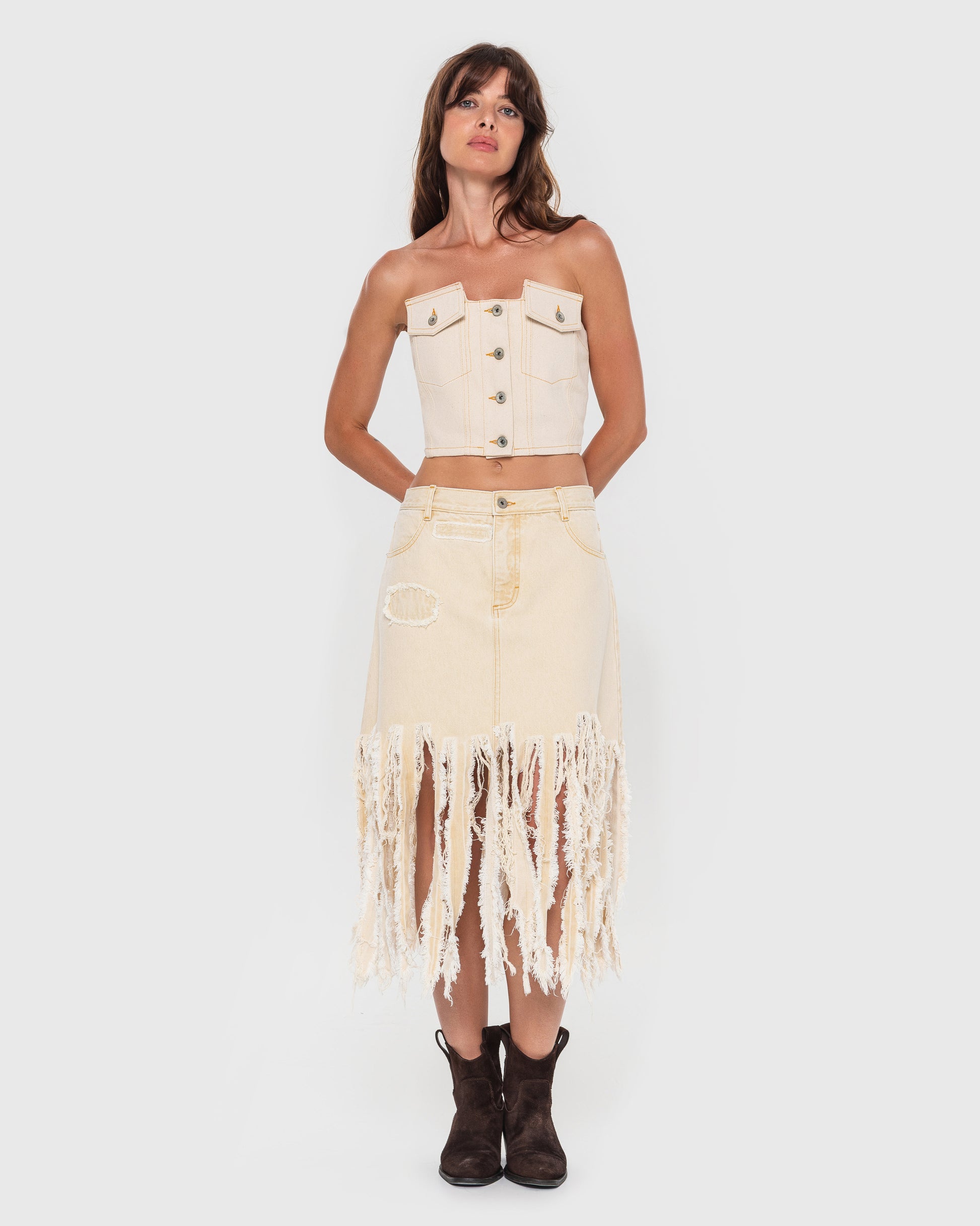 Buy Facing Denim Top – Tops by Ksenia Schnaider | Ethical & Sustainable Fashion