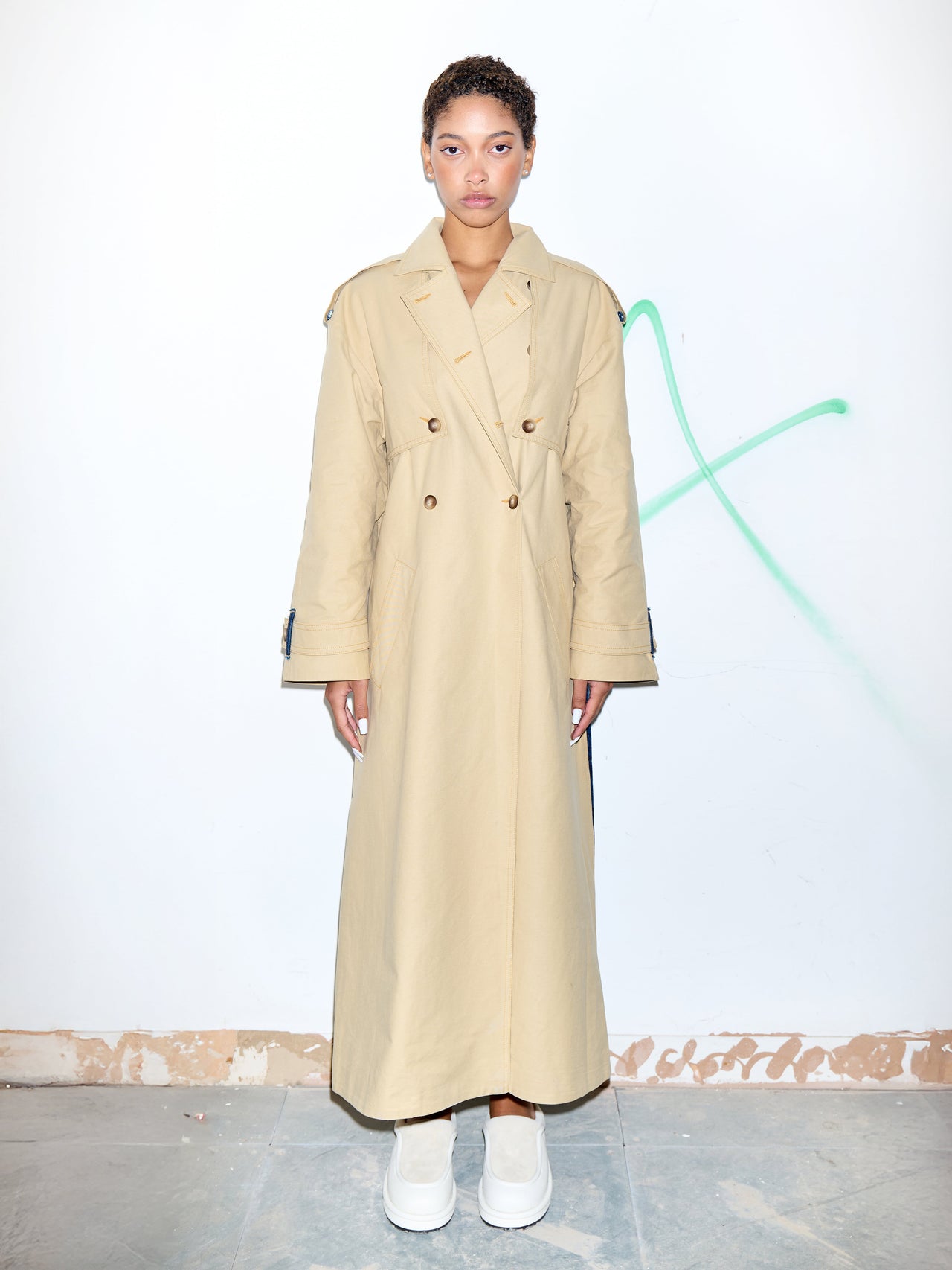 Reworked Trench with Back Jeans Detail