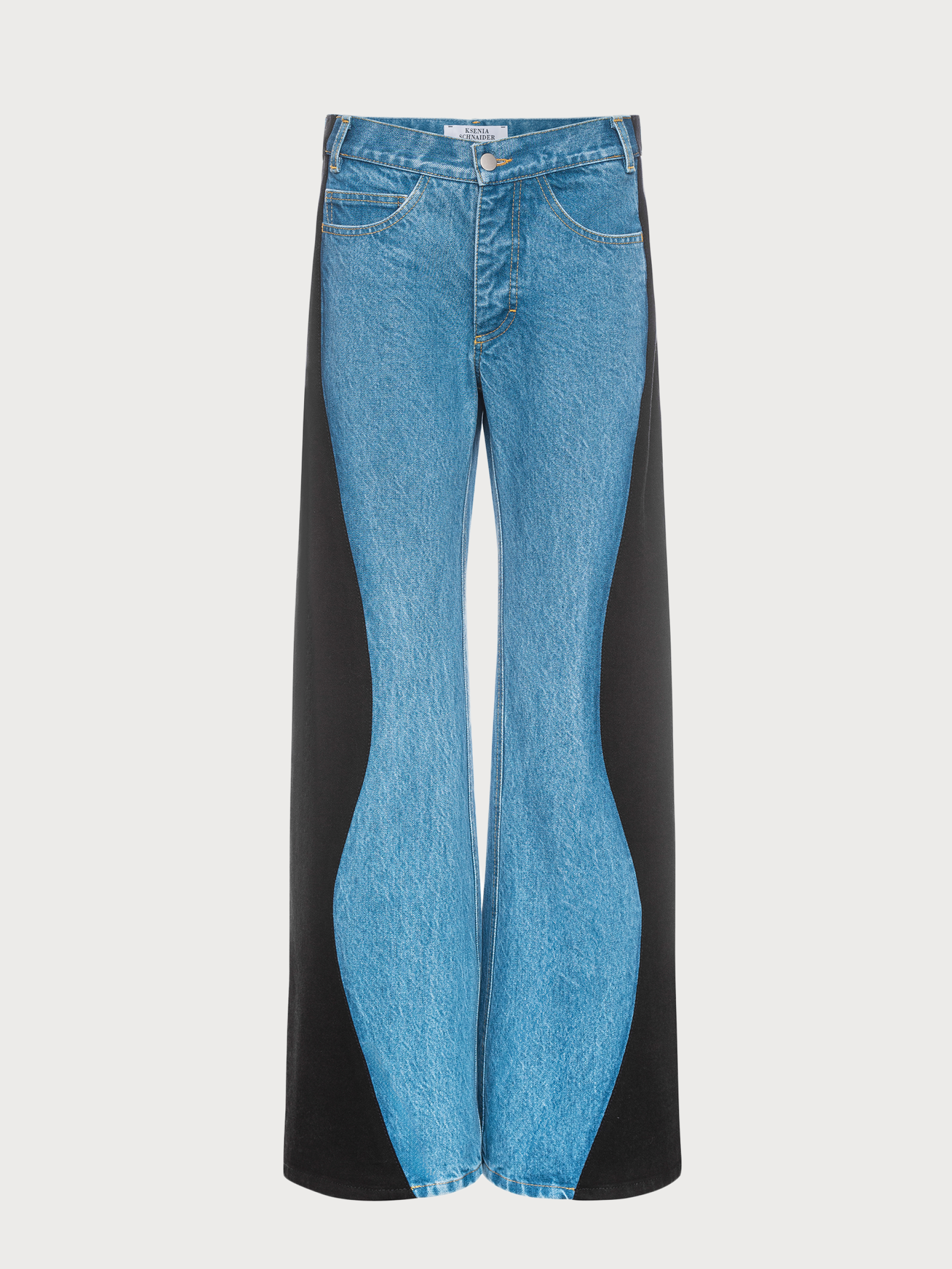 Flared Wavy Jeans with Contrast Side Lines - KSENIASCHNAIDER Flared Wavy Jeans with Contrast Side Lines - KSENIASCHNAIDER