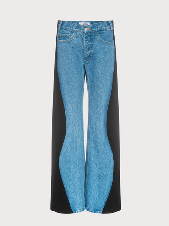 Flared Wavy Jeans with Contrast Side Lines