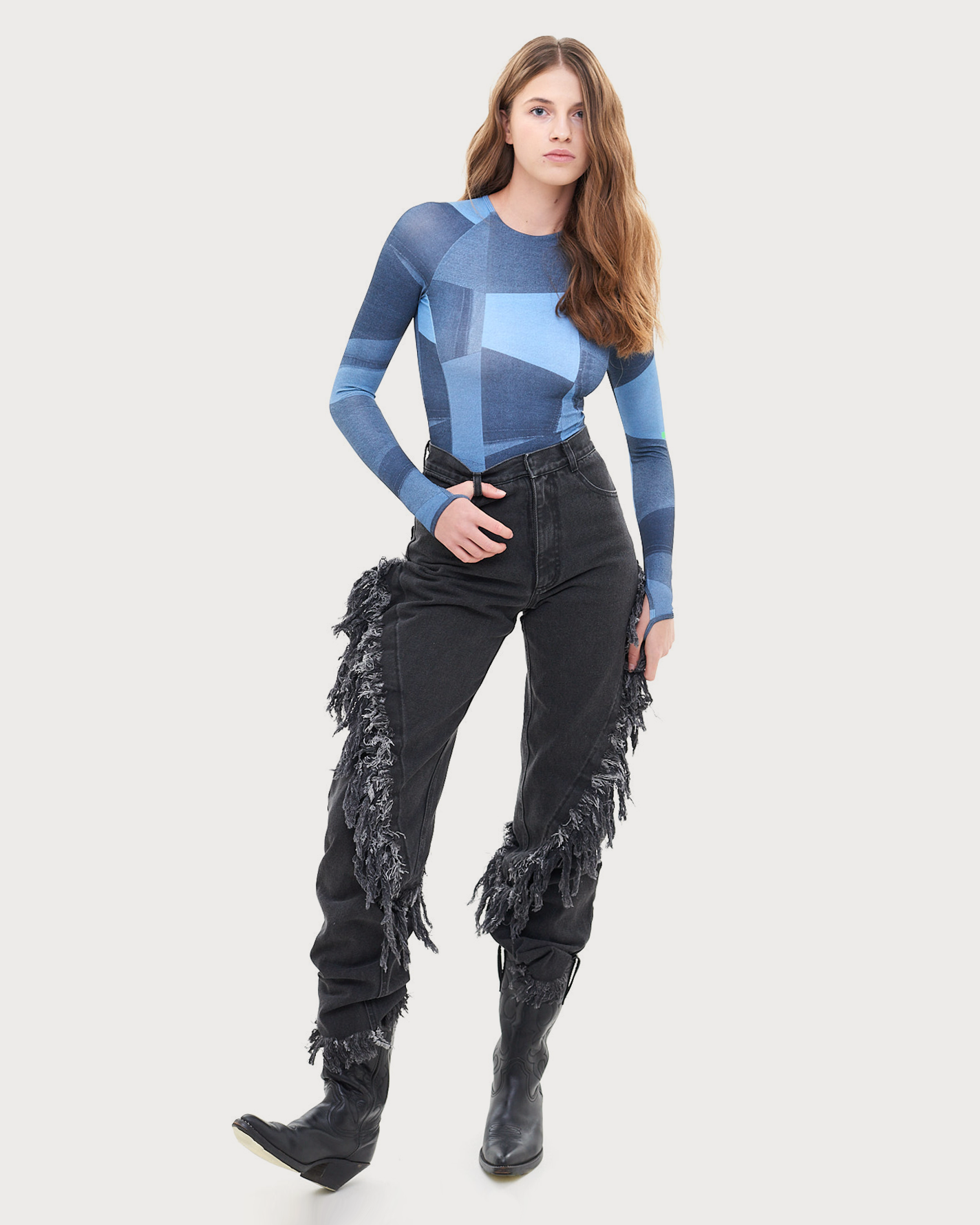 Buy Surf Bodysuit Denim – Tops by Ksenia Schnaider | Ethical & Sustainable Fashion
