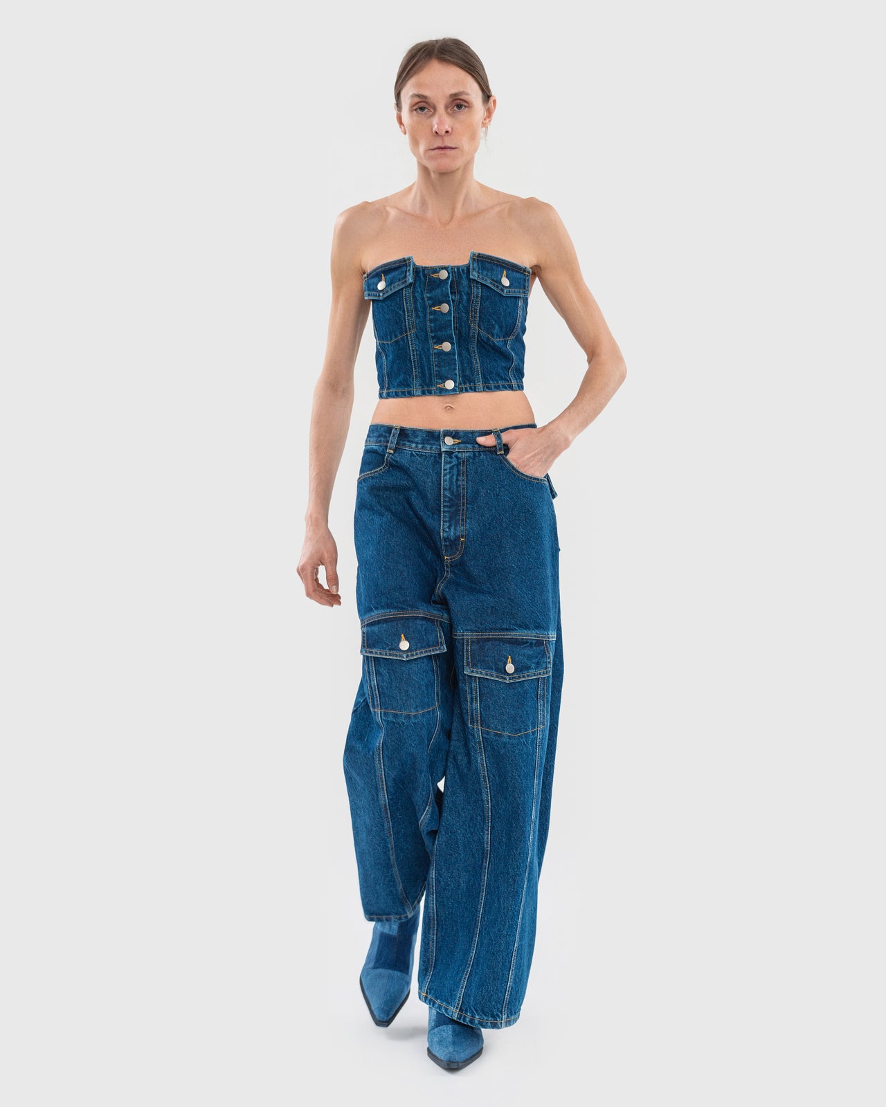 Buy Facing Denim Top – Tops by Ksenia Schnaider | Ethical & Sustainable Fashion