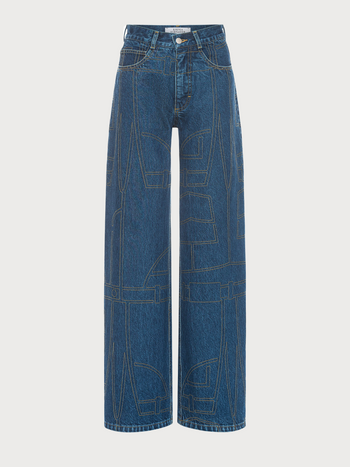 Quilted Wide Jeans