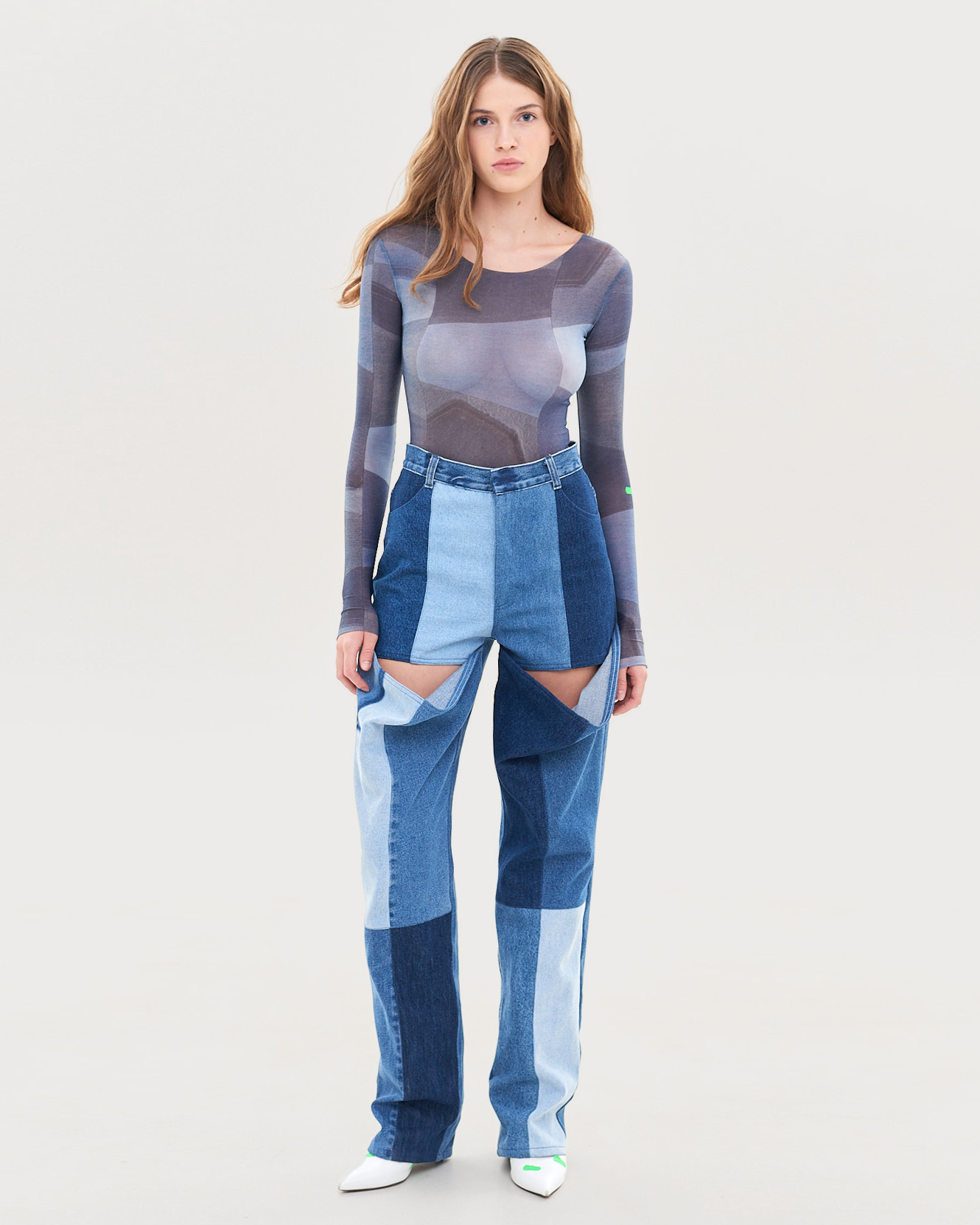 Buy City Bodysuit Denim – Tops by Ksenia Schnaider | Ethical & Sustainable Fashion